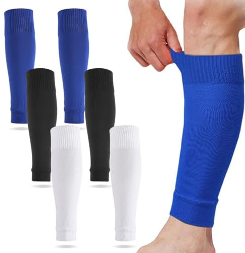 Fußball Sleeves Tubes, 3 Paar Tube Stutzen Stutzen Unisex, Atmungsaktiv Schienbeinschoner Socken, Tubes Sportsocken, Elastische Fußballsocken Stutze, für Fußballspiele Anfänger