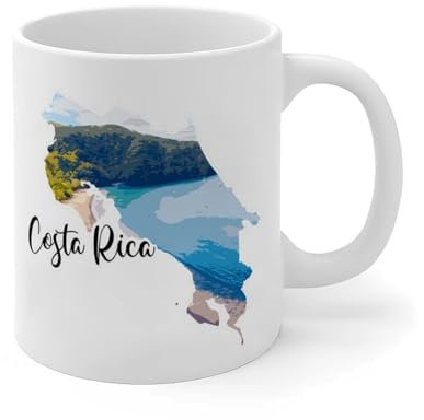 Lustige Tasse Costa Rica, Kaffeetasse, Reisethema, historische architektonische Sehenswürdigkeiten, individuelle Keramiktassen, Geschenk für Frauen, Bruder, Lehrer, Paar, 325 ml, Weiß