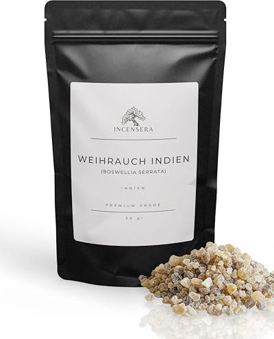 Incenso per fumigare 50 gr dall'India Boswellia Serrata – Resina di alta qualità rituali e puro fumo naturale per relax e meditazione Frankincense Tütü