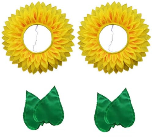 Cazqgoy Sonnenblumen-Kopfschmuck, Handschuhe, Blumenkopfbedeckung, Sonnenblumen-Haarband, Blumenkopfbedeckung, Hut, Blumenkostüm, für Tanzkostüme, Sonnenblumenhaube