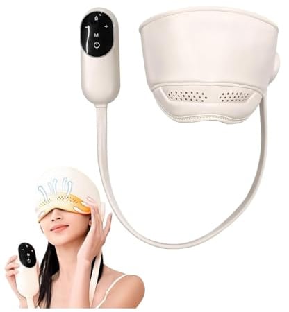 Kopfhaut- und Augenmassagegerät mit Wärme, elektrisches Migräne-Linderungs-Massagegerät, Kopf- und Augenmassagegerät mit 6 Airbags und 3 Heizmodi, Migränekappen für Frauen, Stressabbau, Entspannung