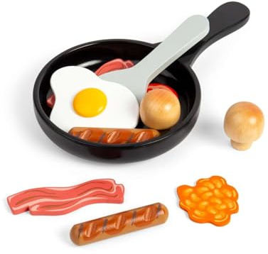 Bigjigs Toys Breakfast Fry Up Set, Wooden Food Playset for Pretend Play