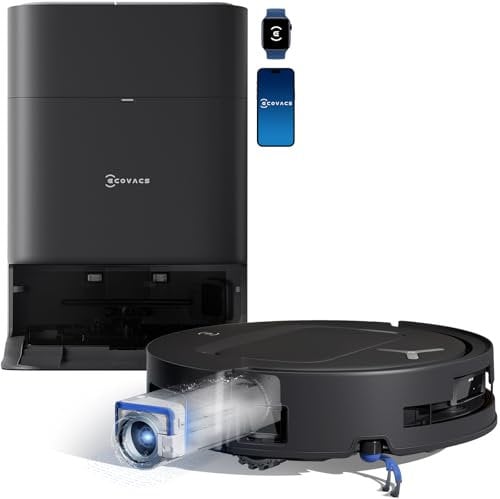 ECOVACS DEEBOT T80 OMNI Robot Aspirapolvere Lavapavimenti, 18.000 Pa, Spazzola OZMO ROLLER, ZeroTangle 3.0, Lavaggio Mocio con Acqua Calda a 40-75 °C, Asciugatura ad Aria Calda, Nero