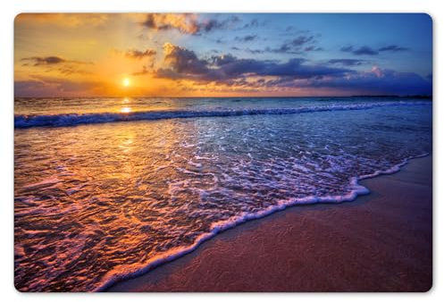 KitchenYeah© Platzsets Abwaschbar 6-Teilig 45x30 cm Tischsets Platzdeckchen Platzset Unterlage Tischset Esstisch Edle Tischunterlage Placemat Meer - Strand - Sonnenuntergang - Wolken - Horizont