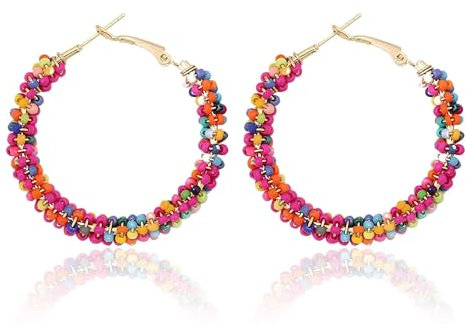 AzureRay Boho Ohrringe, Ohrringe Bunt für Mädchen & Damen, Bunter Schmuck für Festivals & Alltag