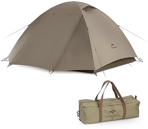 Naturehike Cloud Creek 2/3 Person Camping Zelt Ultraleicht 7001 Aluminium Sonnenschutz & Wasserdicht für Backpacking Wandern Outdoor-Abenteuer（Braun/3 Personen）