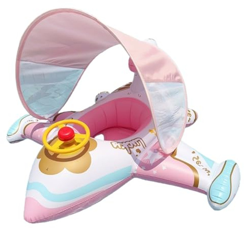 Duroecsain Matelas gonflable pour piscine pour enfant avec parasol intégré, design ergonomique pour confort en extérieur, pour familles et amis