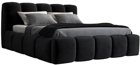 A&J MöbelLand Polsterbett 120x200 mit Bettkasten und Lattenrost – Sonic, Bett mit Matratze und Stauraum in Schwarz