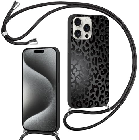 Foonary Handyband Hülle mit Band für iPhone 17 6,3 Handyhülle, Leopard Design Kette Necklace Case mit Kordel zum Umhängen Silikon Bumper Kratzfest Schutzhülle Cover Schnur für iPhone 17