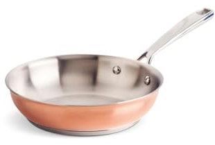 Qulinart Copper+ Bratpfanne aus Kupfer und Edelstahl – Für alle Herdarten einschließlich Induktion geeignet – Backofen, Kühlschrank, spülmaschinenfest, PFOA-freie Antihaftbeschichtung – Ø 24 cm