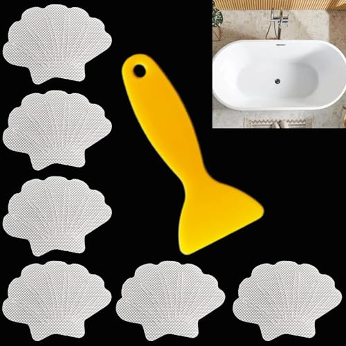 syiyunran Alfombra Bañera Antideslizante Alfombrilla De Ducha Pegatinas Baño Antideslizantes - Color Transparente, 20 Piezas, con Escobilla Goma Plástico para Baños, Bañeras, Duchas