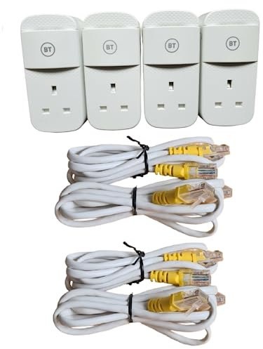 4 x BT Mini Connectors Version2 1000Mbps 1GB Powerline Adapters Gigabit Ethernet (Renewed)