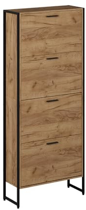 Vicco Schuhkipper Folda, Goldkraft Eiche/Schwarz, 63 x 152.5 cm mit 4 Kippfächern
