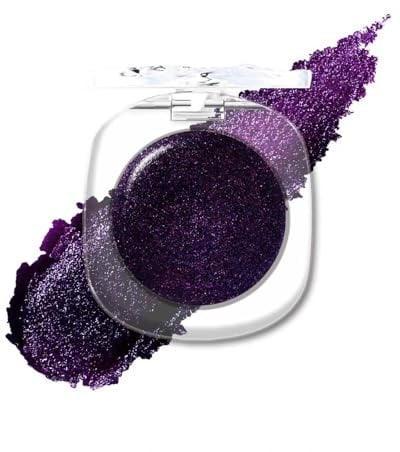 Duochrome Schwarz Lila Glitzer Lidschatten, Glatte Creme Textur Eyeshadow mit Starker Metalleffekt, Langanhaltender Glanz, Hochpigmentiert Eyeshadow Palette Smoky Punk Augen Make-up für Party Stage-05