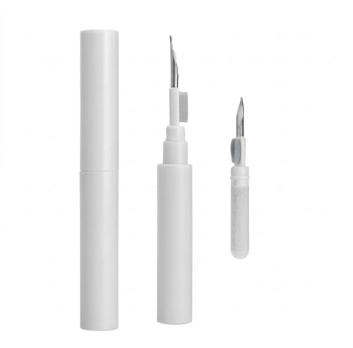 TLDBATICE 2 Stück Handy Reinigungsset mit Metallspitze Weiche Bürste Beflockungsschwamm, 3 in 1 Multifunktions Kopfhörer Reinigungsset, Typenreiniger für AirPods Kabelohrer Tastatur Laptop, Weiß
