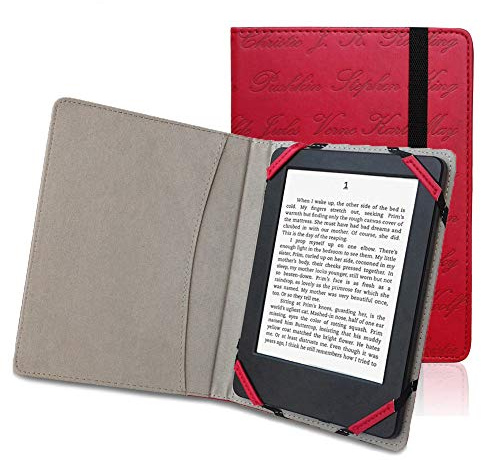 Berfea Étui de protection universel en cuir synthétique pour liseuse Kobo, Pocketbook, Tolino, Vivlio, Inkbook, BOOX, liseuse de 6 pouces, avec motifs imprimés