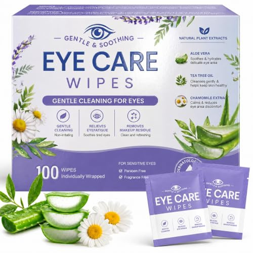 Eyelid Wipes, 100 Individually Wrapped, Gentle Daily Cleansing Wipes