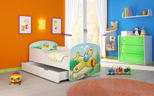 ACMA I Lit Enfant Bébé TIROIR Matelas sommier Gratuite Meubles pour Enfants (29 Plane, 180 x 80 cm + tiroir)