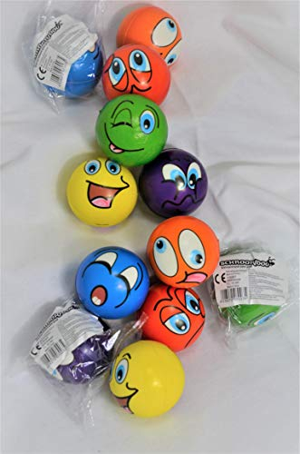 Schnooridoo 12 x Stressball Softball Streßball Knautschball Antistressball bunter Grimassenball