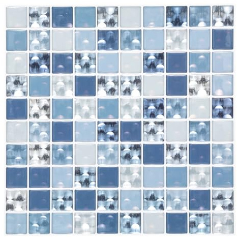 Atmosphera - Set von 2 Aufklebern, Fliesen, 26x26 cm Caro - Blau