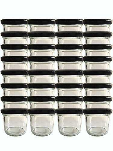 hocz Sturzgläser Set | Menge 50 Stück | Füllmenge 125 ml | mit Schraub-Deckel Deckelfarbe | Marmeladengläser Einmachgläser Einweckgläser (Schwarz, 50 Stück)