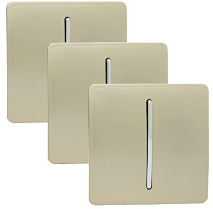 Trendi 1 Gang 2 Way Artistic Modern Glossy 10 Amp Rocker Light Switch Champagne Gold (3 Pack)