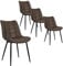 WOLTU Esszimmerstühle 4er Set Küchenstuhl Polsterstuhl Wohnzimmerstuhl Sessel mit Rückenlehne, Sitzfläche aus Kunstleder, Metallbeine, Antiklederoptik, Braun BH207br-4
