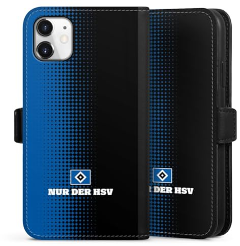 Klapphülle kompatibel mit Apple iPhone 11 Handyhülle aus Kunst Leder schwarz Flip Case HSV Logo Offizielles Lizenzprodukt