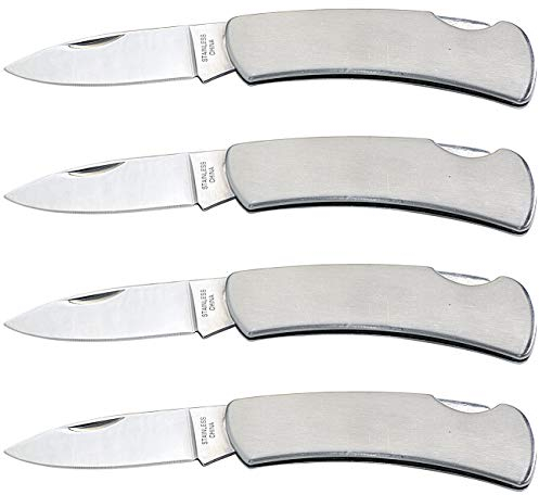 Semptec Urban Survival Technology 4er-Set Edelstahl-Taschenmesser mit 75 mm Klingenlänge