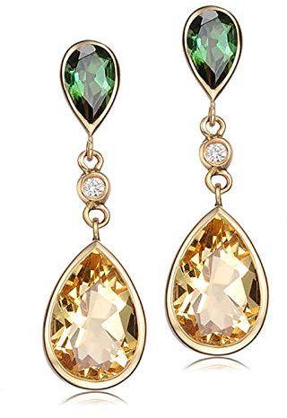 KnSam 18 K Gold Gold Ohrringe Mädchen Ohrringe Gold 750 18K Echt Tropfenform Mit Turmalin 3.77Ct Gold