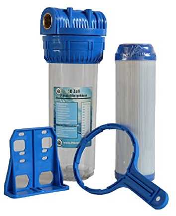 Wasserfilter Gehäuse Set Filtergehäuse 10 Zoll x 3/4 IG mit Aktivkohle Granulat Filter Hauswasser Trinkwasser Werk Garten Wasser Brunnen Zisterne Küchen Pool gegen Bakterien Viren Gerüche