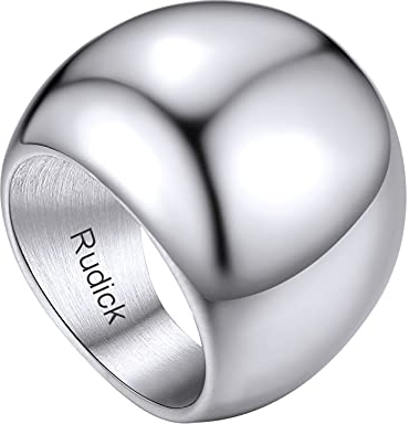 Benutzerdefinierter Schlichter polierter Siegelring mit Namen/Wunsch Gravur 23.5mm Edelstahl Dünne Stapelbarer Kuppelring Schmal Freundschaftsringe Partnerring Ringgröße 62.1(19.8) in Silber