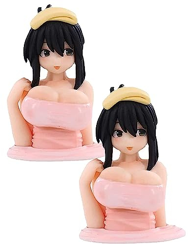 Lanakila Kanako Ornamenti per il petto, Sexy Anime Scuotere il petto Ornamento per Auto Desktop Statua Adulto Versione Q Giocando Giocattolo Regali (2 Pezzi)
