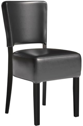 GGMMÖBEL 2-er Set Luca Steel | Bistrostuhl | Schwarz | Leder | Gestell: Stahl/Schwarz | Sitzhöhe: 49cm | Tragfähigkeit: 250kg