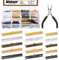 Wokape 301Pcs 5 Colors 3 Sizes 30mm 40mm 50mm Ribbon Ends Crimp Ends Clamps with Needle Nose Pliers Set, Findings Cord Ends Fasteners Clasp Leather Crimp Ends for Jewelry DIY Craft Making