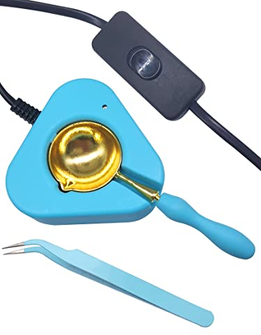 Wachssiegelwärmer, Wachssiegel-Set mit Löffel und Pinzette, tolles Werkzeug zum Schmelzen von Siegelperlen (elektrischer Wachssiegelwärmer)
