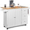 TANGZON Large Rolling Kitchen Island, Kitchen Storage Trolley with Extendable Wood Worktop, Adjustable Shelves, 3 Drawers & Side Handles, Mobile Utility Serving Cart for Home Dining Room (White)