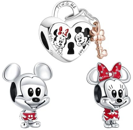 Doyafer Cute cartoon mouse Beads Charms set 925 Sterling Silver charms For Women Bracelet Necklace 3 Piece/Package
