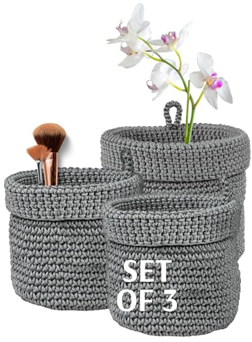 MOMO WAY Aufbewahrungskorb Organizer Korb Deko Aufbewahrungsboxen Stoffkörbe Für Kleinigkeiten Handtücher Und Kosmetik Ideal Für Küche Badezimmer 2 St 14x14 cm + 1 St 17x17 cm