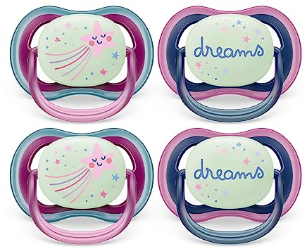 Philips Avent Ultra Air Schnuller 6-18m, Falling Star/Dreams, Nighttime, 4er Pack SCF376/09