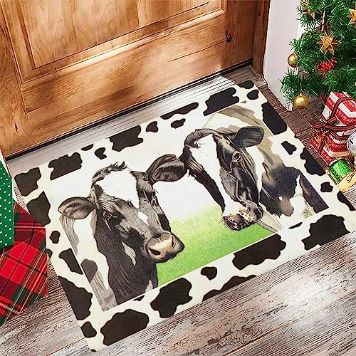 EKSED Alfombra de Baño Alfombra Ducha Antideslizante,Ganado lechero Vaca lechera Verde Pastizal Blanco Negro,Suave Microfibra Alfombras y Moquetas Alfombrilla para Baño 60x100 cm