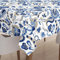 Encasa XO Polyester Bedruckte Tischdecke, Tischdecke aus Twill-Stoff, wasserabweisend, Länge 140x240 cm für rechteckigen Esstisch 6 to 8 Seater. Maschinenwaschbar, langlebig - Chintz Blue
