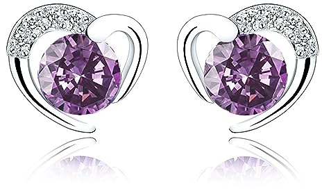 Ohrstecker Silber 925 Klein Ohrringe für Damen | Sterling Silber Herz Ohrstecker Set mit Zirkonia für Mädchen Geschenke