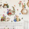 Timelesslong Cute Bunny Wall Decals Rabbits Flower Vinyl Wall Sticker Removable Flowers Wall Murals Peel and Stick Floral Wall Decor Art Wallpaper for Baby Girls Nursery Kids Playroom Bedroom