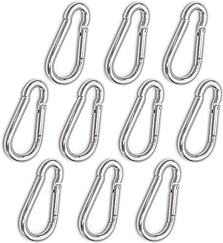 Estika Karabinerhaken - 10 Stück - 6 x 60 mm - Karabiner verzinkter Stahl bis 120 kg für Schlüssel, Hängematten, Dekoration