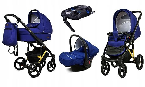 BabyLux® Kinderwagen Set 4 in 1 - UZO - incl. Babywanne, Buggy Sportsitz, Auto-Babyschale, ISOFIX-Basisstation - Autositz - Kinderwagenset - Kombikinderwagen mit Wickeltasche usw.