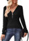 Gemulate Women's Autumn Clothes Long Sleeve Plus Size Clothing Knitwear,Oversized Zipper Jumpers Sweater Tops V Neck Sweatshirts Womens Black XXL
