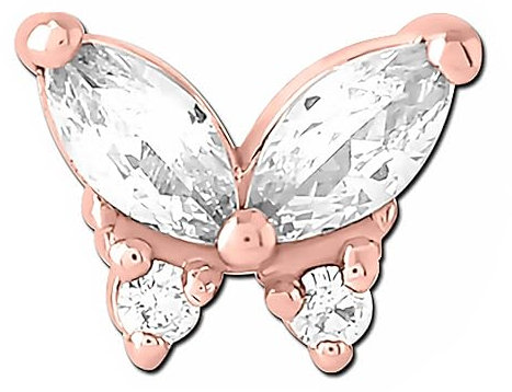 Inoki - Mini papillon de cristal plaqué or rose pour tige 1.6mm vis interne micro-dermal