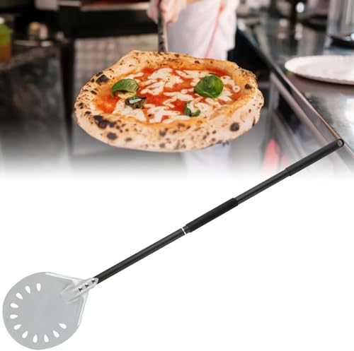 Molbory Pala per pizza: pala da 6 pollici, in alluminio duro perforato, 80 cm, manico in metallo rimovibile per gli amanti del pane fatti in casa