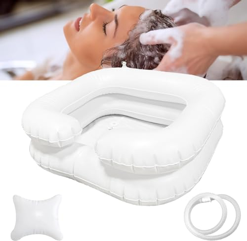TZEKING Haarwaschbecken für Bettlägerige,Haare Waschen Für Bettlägerige,Shampoo Becken mit 1M Ablaufschlauch Haarwaschbecken für Bettlägerige Schwangere Verletzte Behinderte Postoperative Patientin
